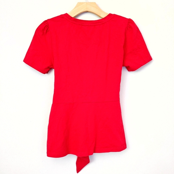 Anthropologie Maeve Dakota Short Sleeve T-Shirt Belted Wrap Top Red Small - Picture 12 of 16